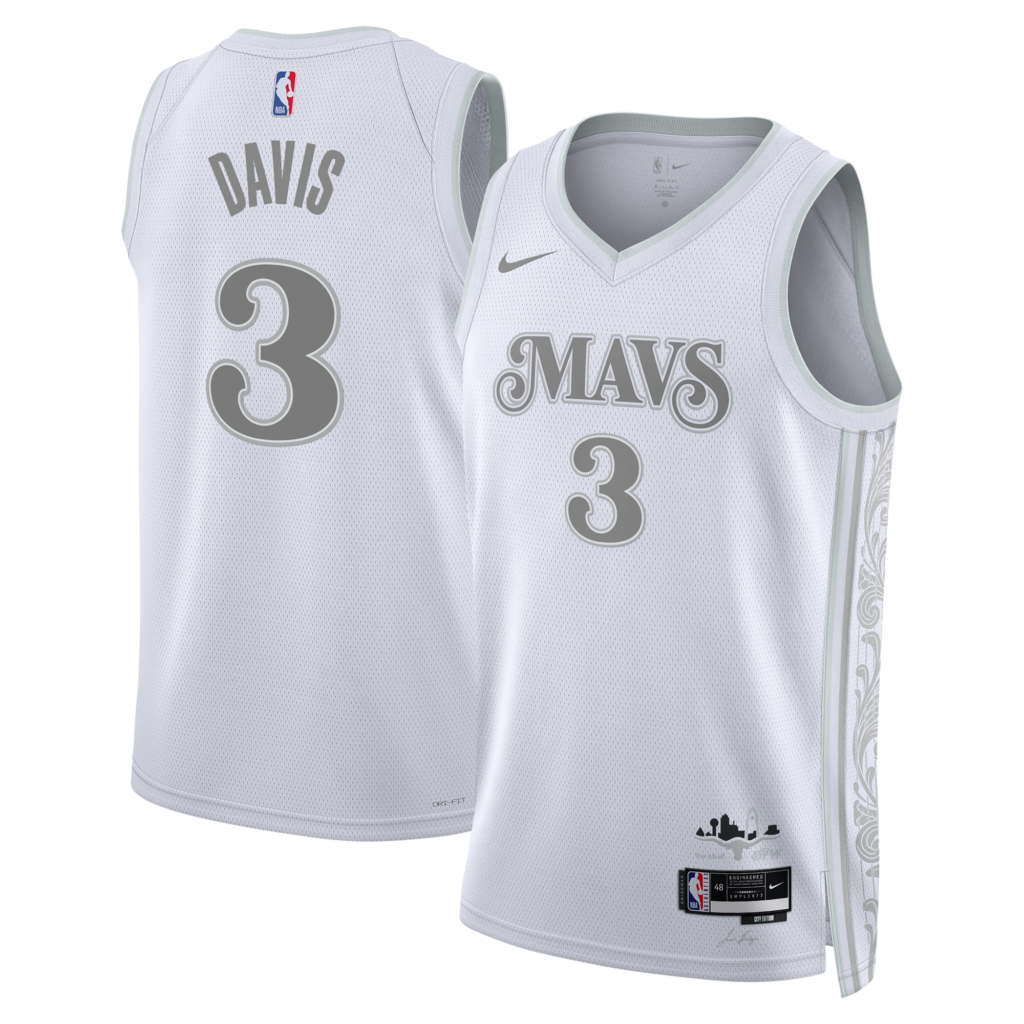 Dallas Mavericks City Edition Swingman 202 White Anthony Davi Unisex NBA Jersey Unisex