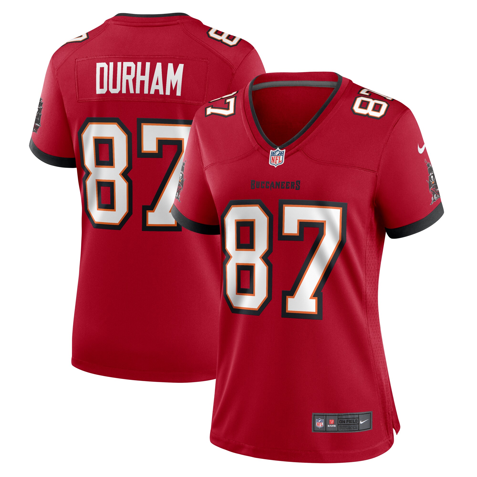 Tampa Bay Buccaneers Payne Durham Red Game NFL Jersey Women's