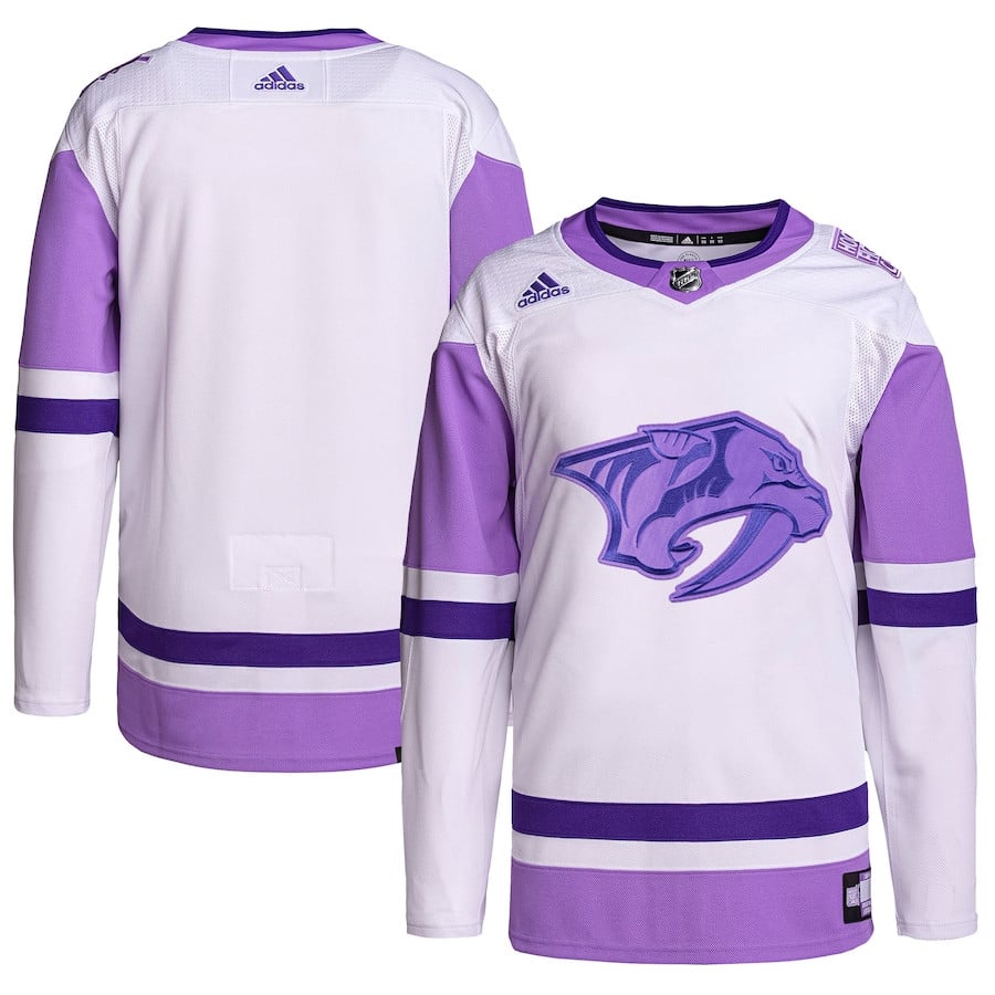 Nashville Predators Fights Cancer Primegreen White/Purple NHL Jersey Men's