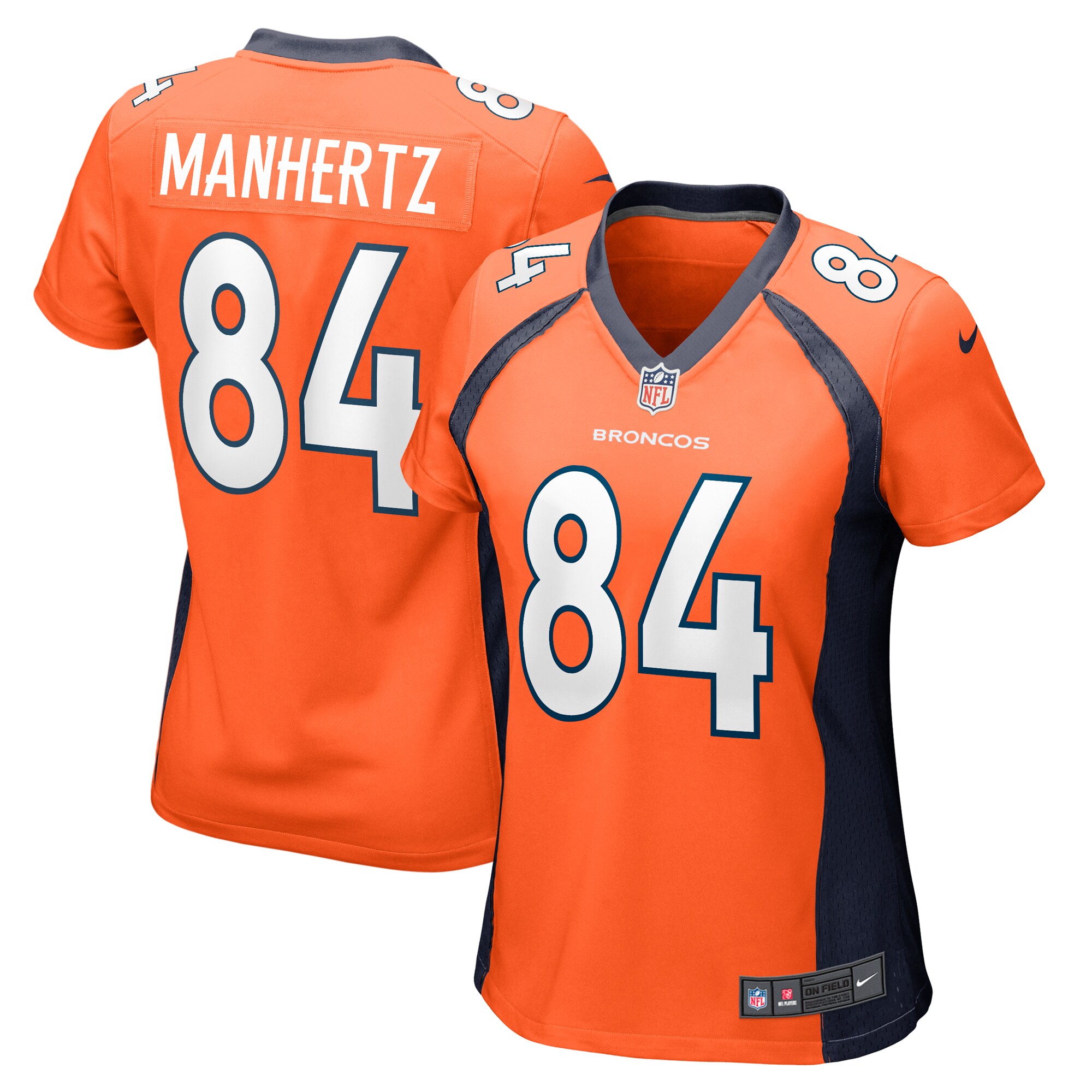 Denver Broncos Chris Manhertz Orange Game Player NFL Jersey Women's
