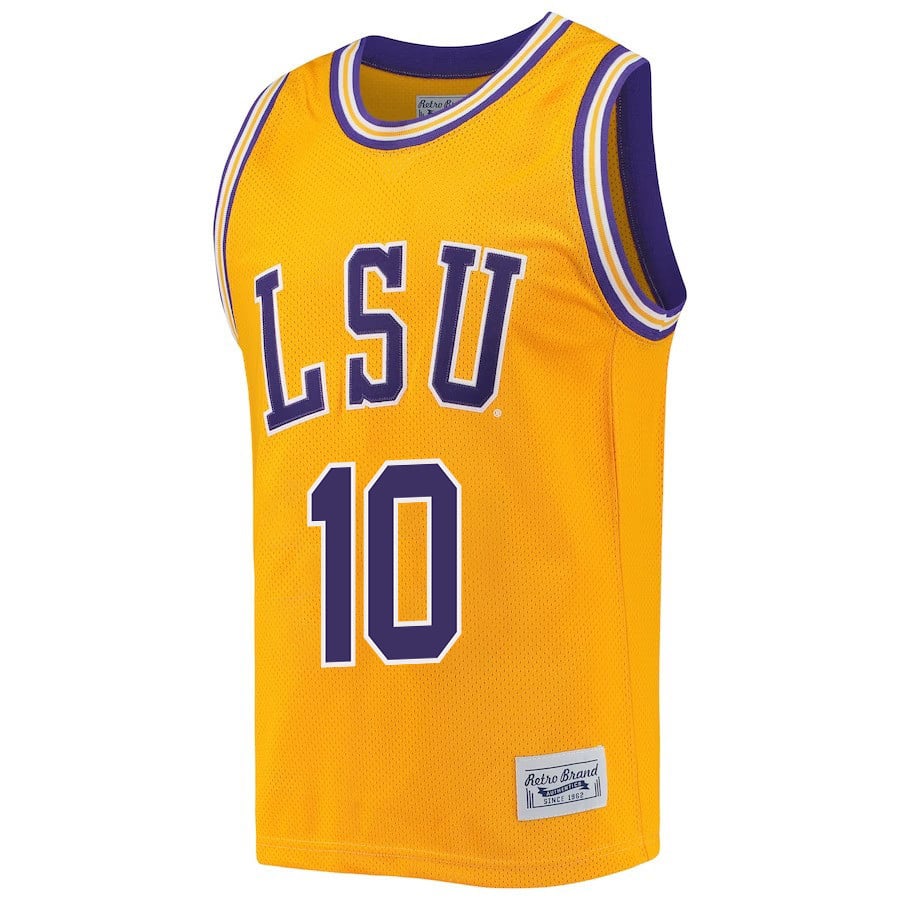Angel Reese 10 LSU Tigers 2023 Retro- Gold NCAA Jersey Men's