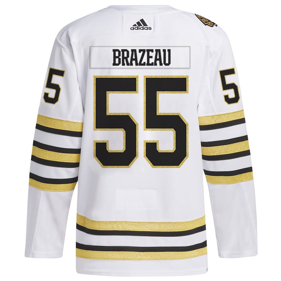 Justin Brazeau 55 Boston Bruins 2024 Playoffs Patch Away White NHL Jersey Men's