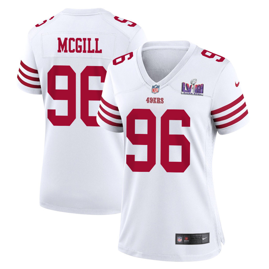 T.Y. McGill 96 San Francisco 49ers Super Bowl LVIII Patch Game White NFL Jersey Women's
