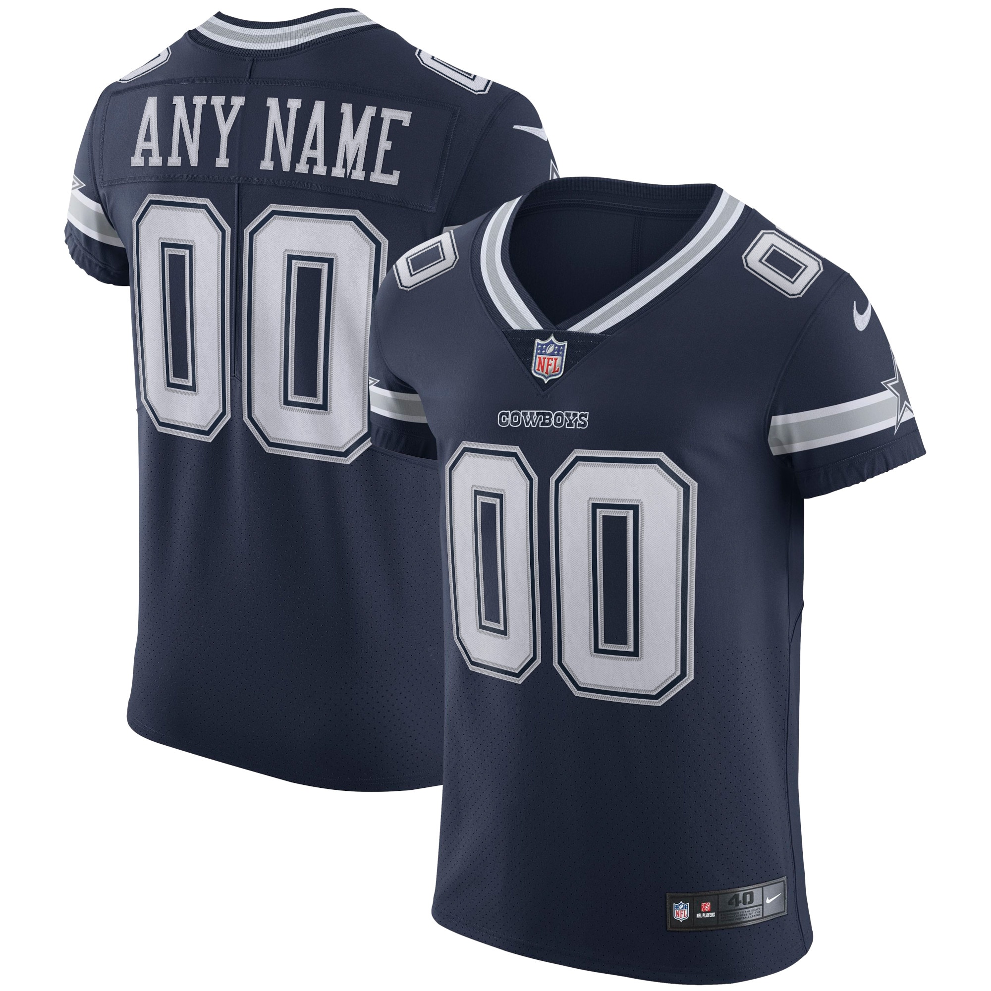 Dallas Cowboys Navy Vapor Elite Custom NFL Jersey Men's