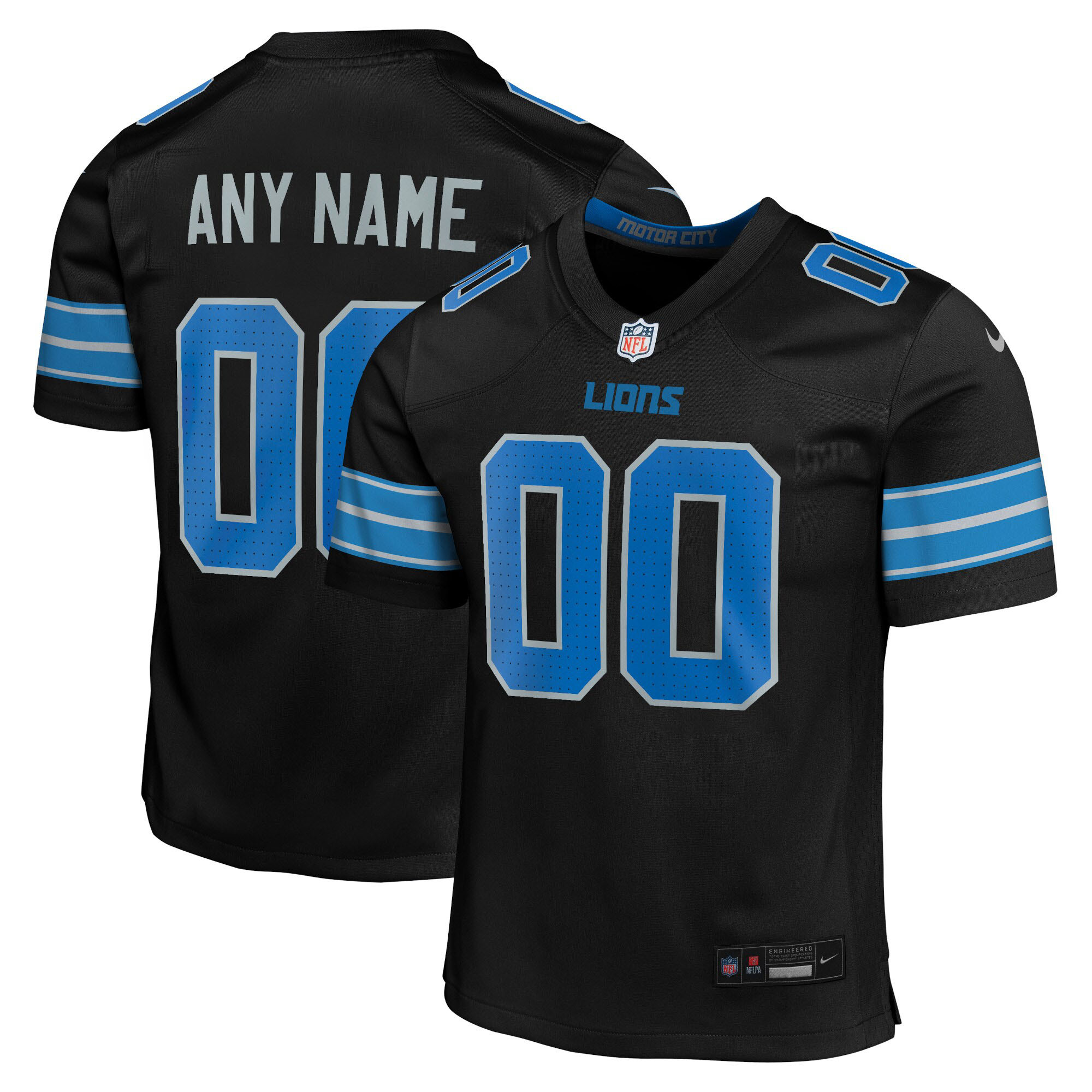 Detroit Lions Black Alternate Custom Game NFL Jersey Youth