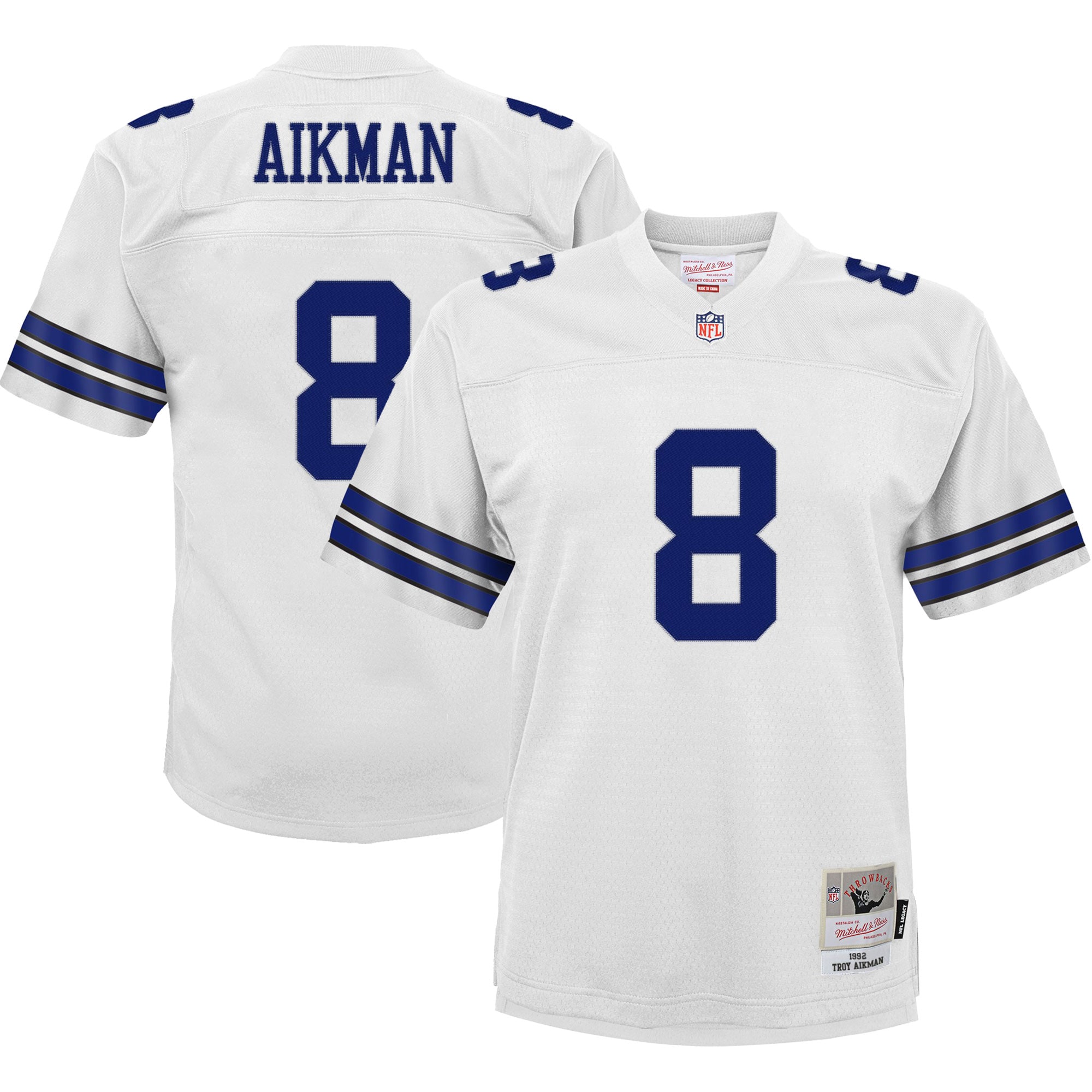 Dallas Cowboys Troy Aikman Mitchell Ness White Retired Player Legacy NFL Jersey Youth