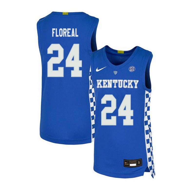 24 EJ Floreal Royal Blue Elite Kentucky Wildcats NCAA Jersey Men's