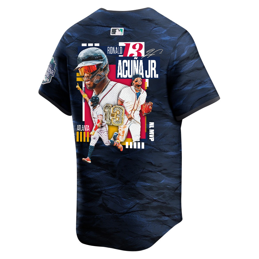 Ronald Acu?a Jr. 13 Atlanta Braves Signed MVP 2023 All Star Game Limited Player Royal MLB Jersey Men's