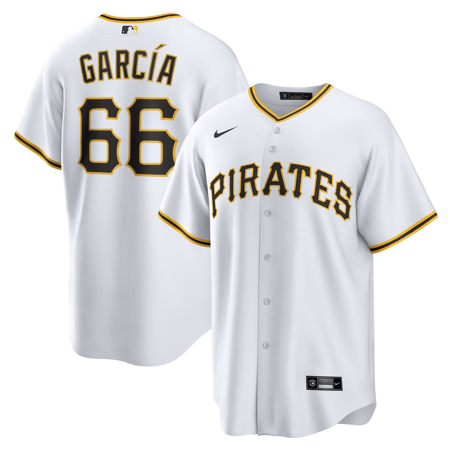 Jarl?n Garc?a 66 Pittsburgh Pirates Home White MLB Jersey Men's