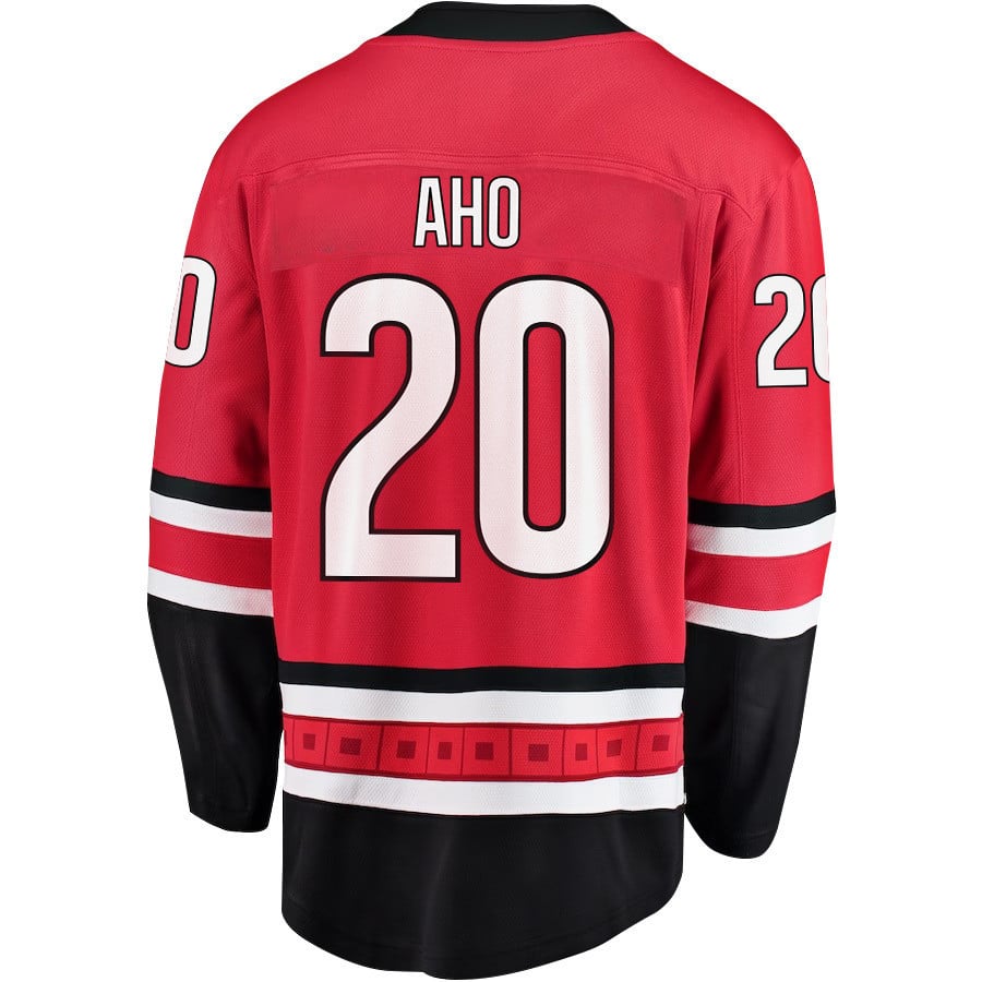 Sebastian Aho 20 Carolina Hurricanes Stanley Cup 2023 Playoffs Patch Home Breakaway Red NHL Jersey Men's