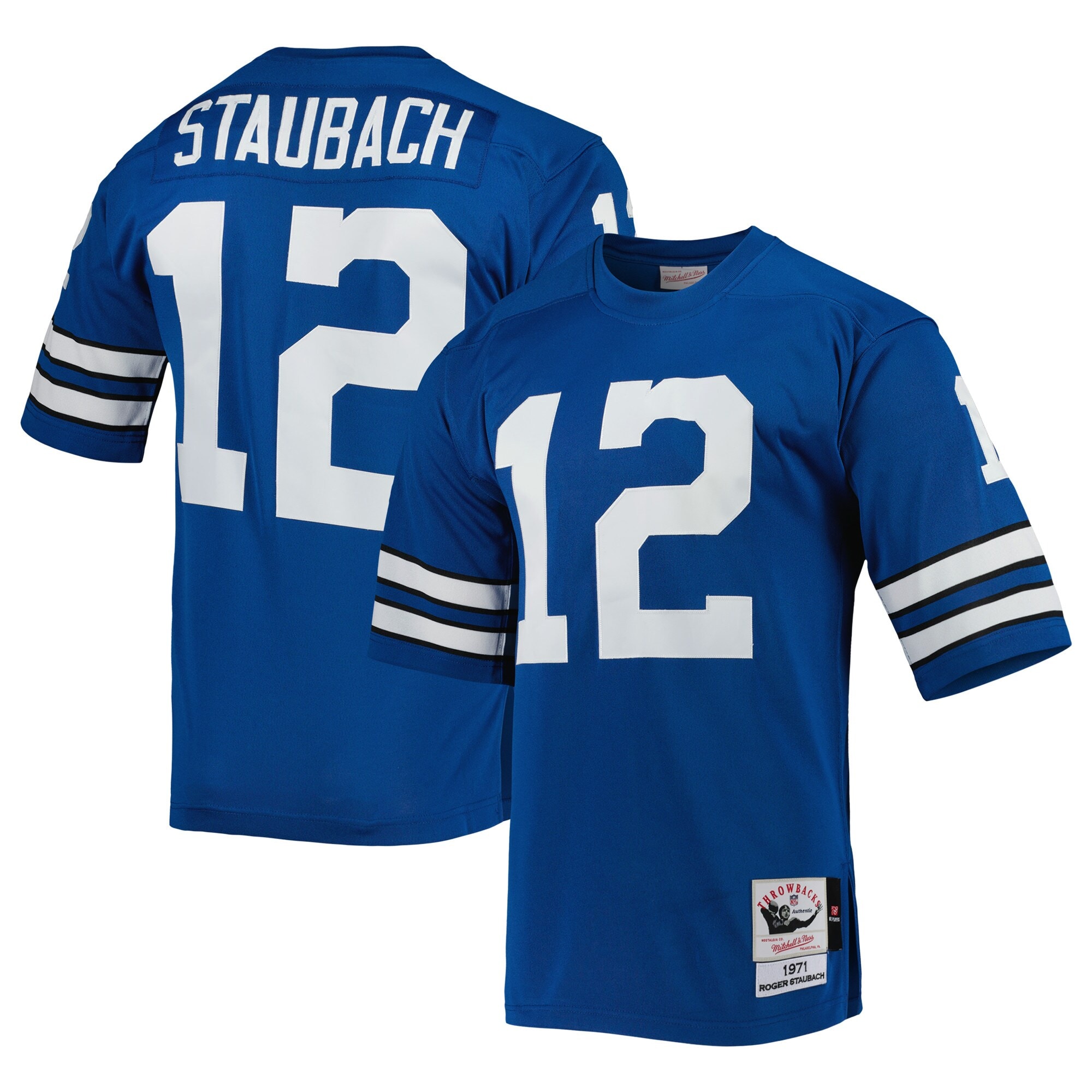 Dallas Cowboys 1971 Roger Staubach Mitchell Ness Royal Throwback Retired Player NFL Jersey Men's