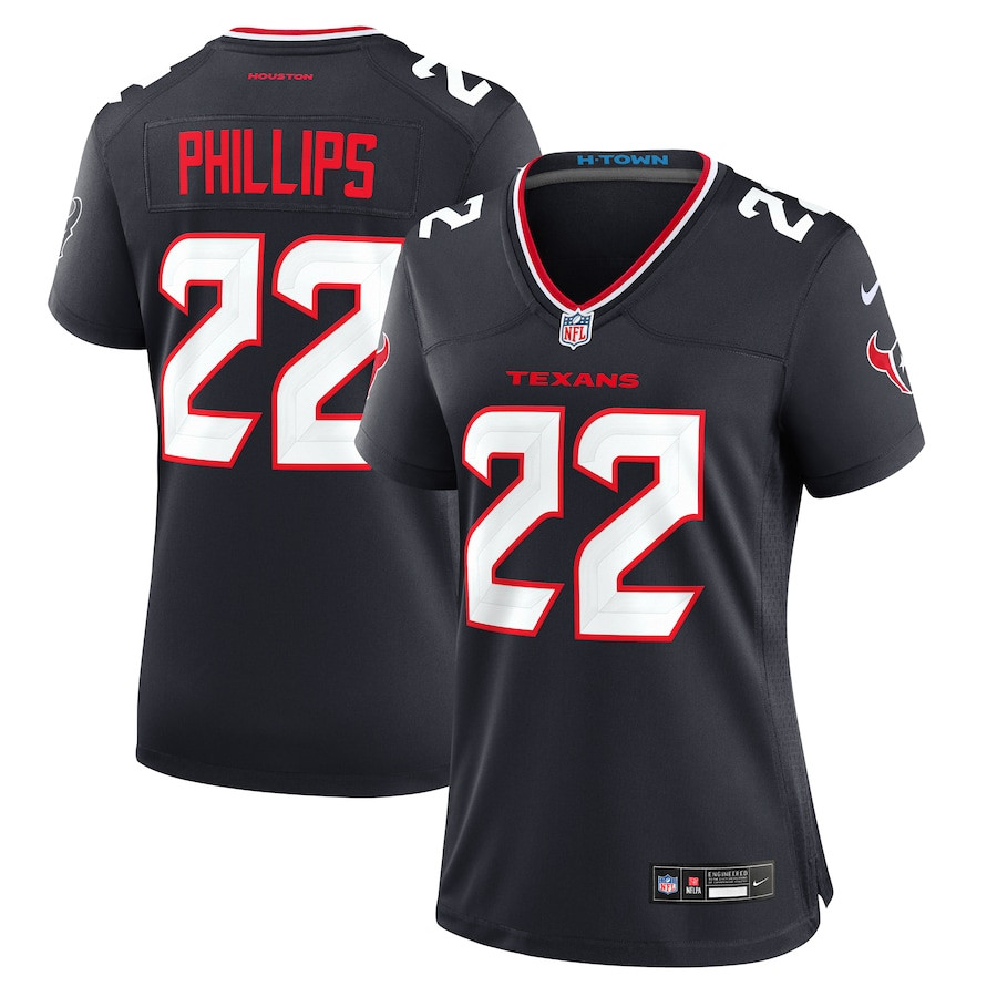 Jacob Phillips 22 Houston Texans Game Navy NFL Jersey Women's
