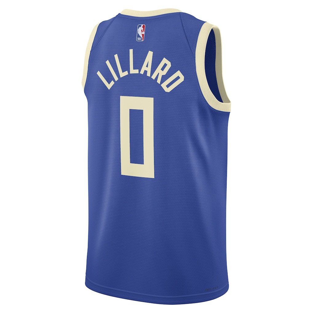 Damian Lillard 0 Milwaukee Bucks Unisex 2024/25 Swingman Player City Edition Royal NBA Jersey Unisex