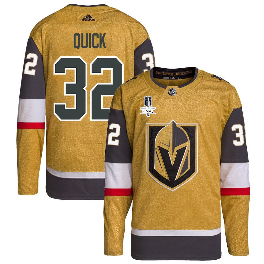 Jonathan Quick 32 Vegas Golden Knights Stanley Cup 2023 Final Patch Home Breakaway Gold NHL Jersey Men's
