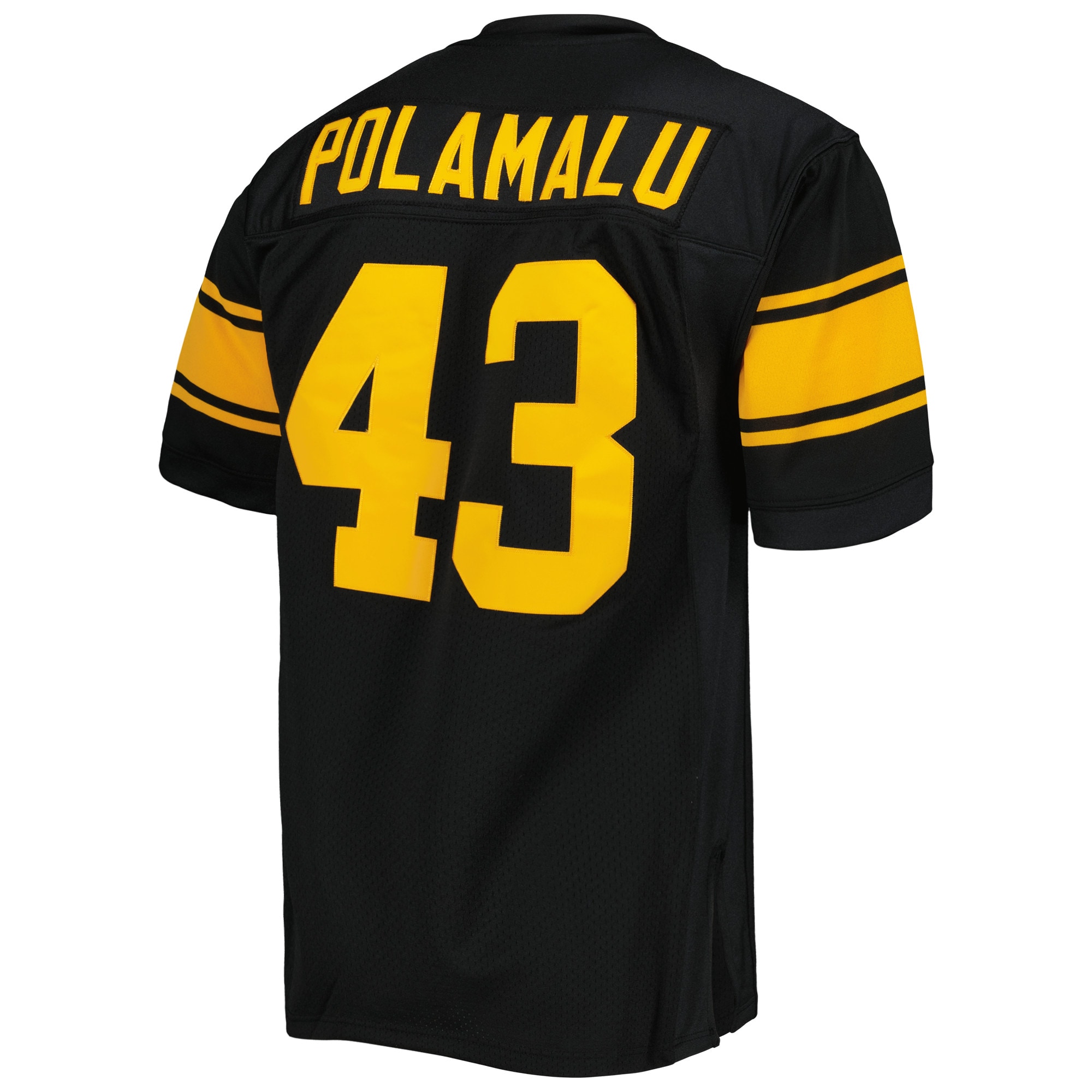 Pittsburgh Steelers 2008 Troy Polamalu Mitchell Ness Black Throwback Retired Player NFL Jersey Men's