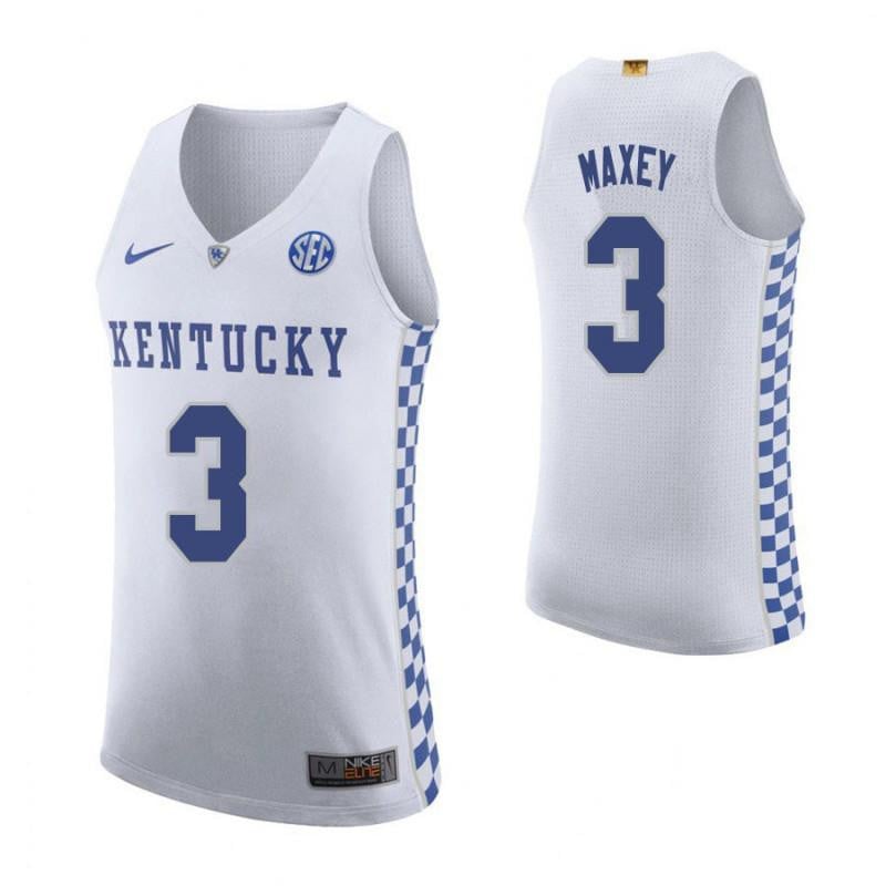 3 Tyrese Maxey Roa White Elite Kentucky Wildcats NCAA Jersey Men's