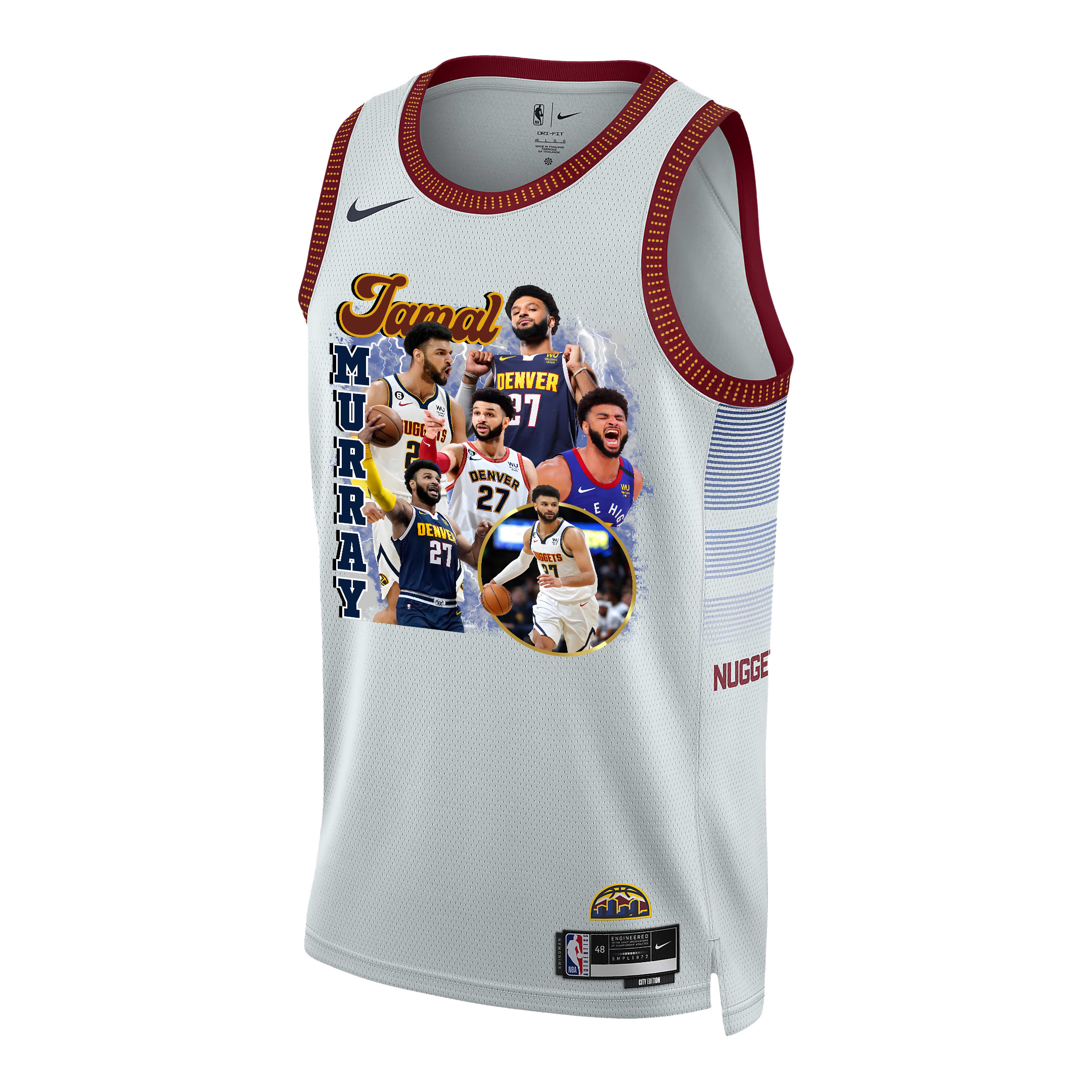 Jamal Murray 27 Denver Nuggets Playmaking Maestro 2023 Champions Swingman White NBA Jersey Men's