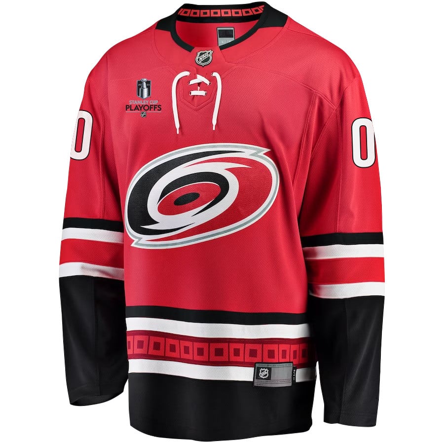 Carolina Hurricanes Stanley Cup 2023 Playoffs Patch Home Breakaway Custom Red NHL Jersey Men's