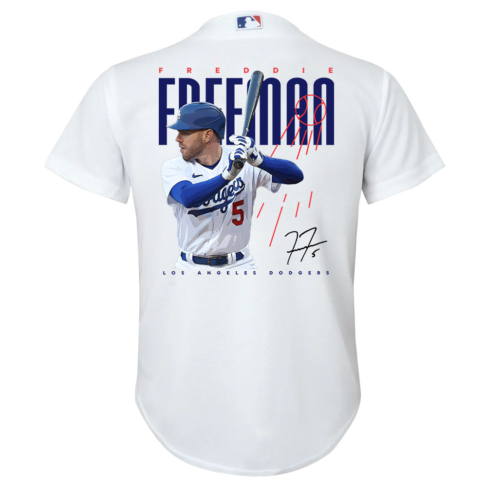Freddie Freeman 5 Los Angeles Dodgers Signed Logo 2023 Home Player White MLB Jersey Youth