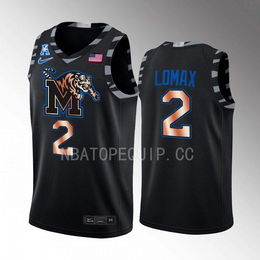 Alex Lomax 2 Memphis Tigers Black Copper College NCAA Jersey Men's