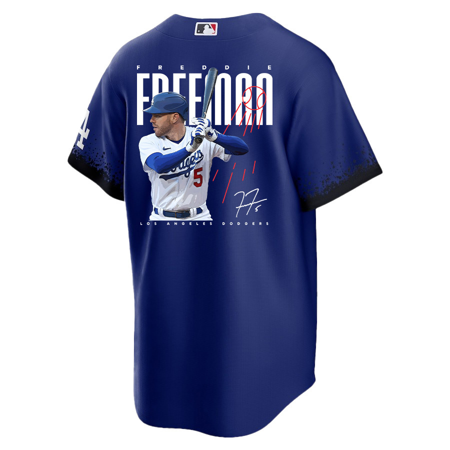 Freddie Freeman 5 Los Angeles Dodgers Signed Logo 2023 City Connect Player Royal MLB Jersey Men's