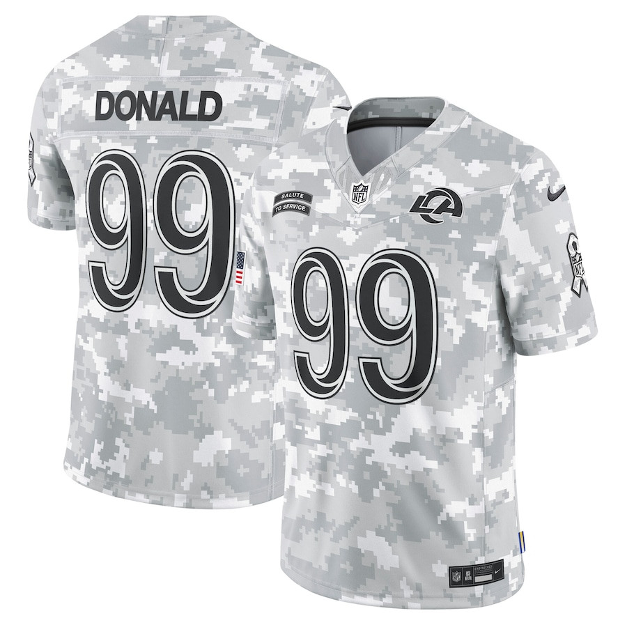 Aaron Donald 99 Los Angeles Rams 2024 Salute to Service Retired Player Limited Arctic Camo NFL Jersey Men's