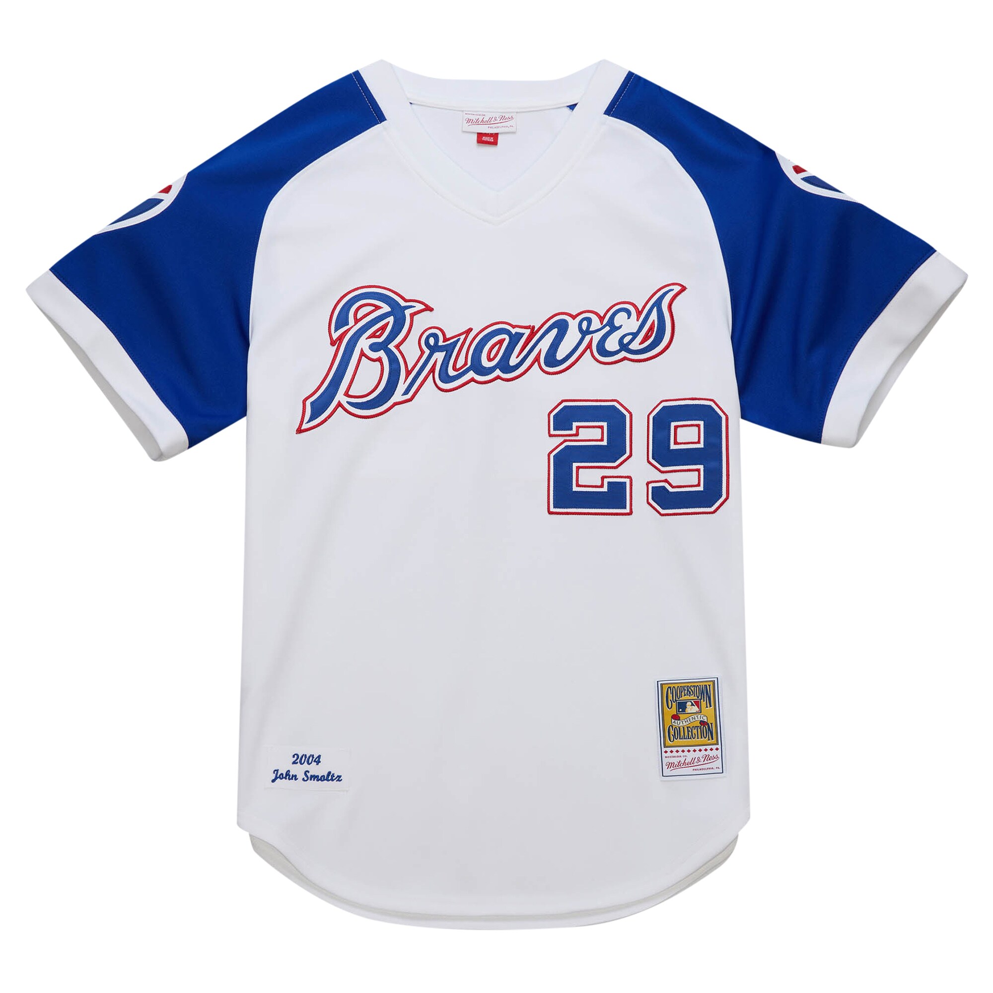 Atlanta Braves John Smoltz Mitchell Ness White 2004 Cooperstown Collection Throwback MLB Jersey Men's
