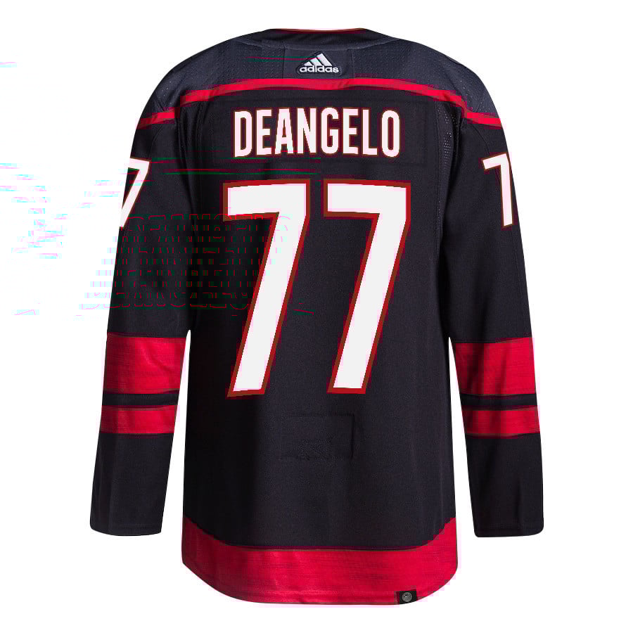 Tony DeAngelo 77 Carolina Hurricanes 2024 Playoffs Patch Home Black NHL Jersey Men's
