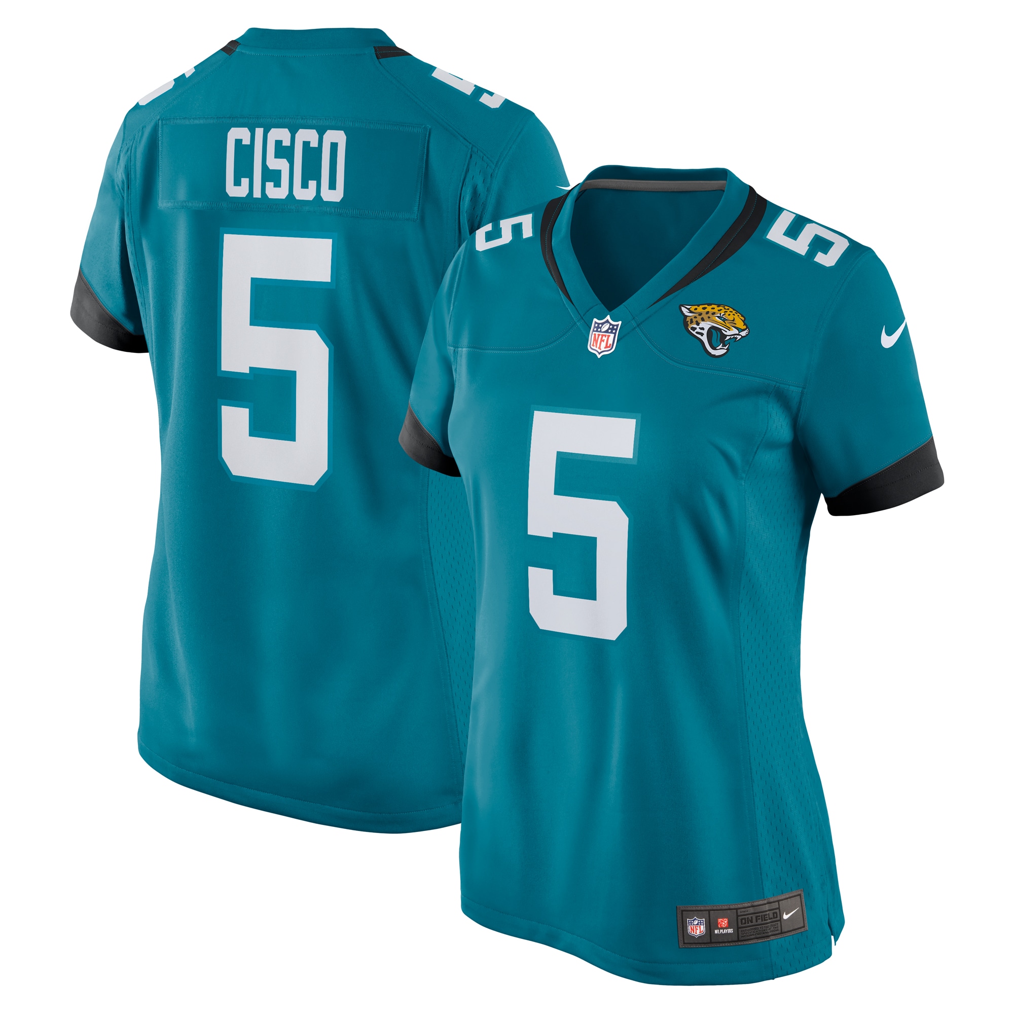 Jacksonville Jaguars Andre Cisco Teal Game Player NFL Jersey Women's