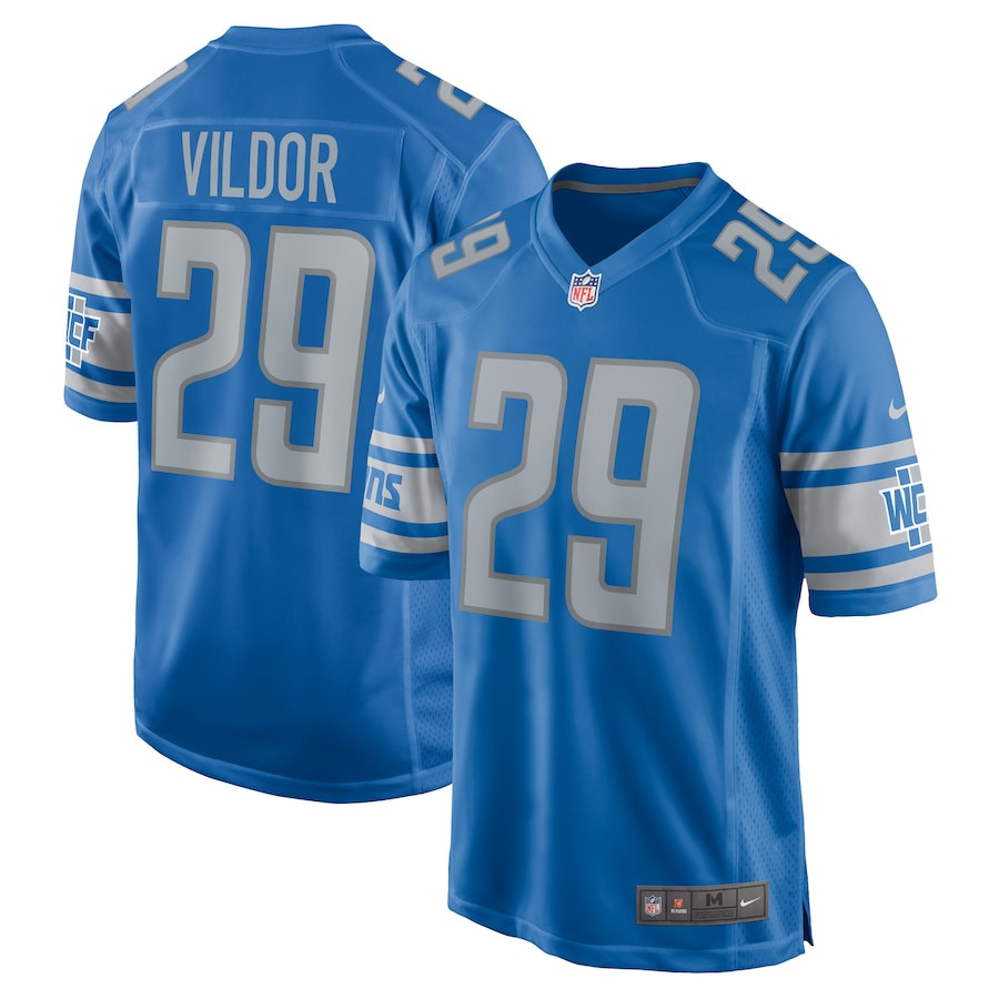 Kindle Vildor 29 Detroit Lions Game Blue NFL Jersey Men's