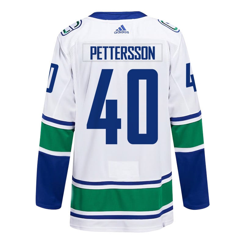 Elias Pettersson 40 Vancouver Canucks 2024 Playoffs Patch Away White NHL Jersey Men's