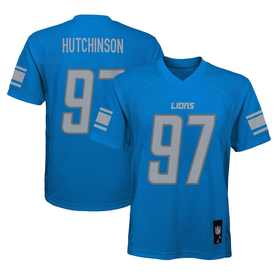 Aidan Hutchinson 97 Detroit Lions Alternate Blue NFL Jersey Youth