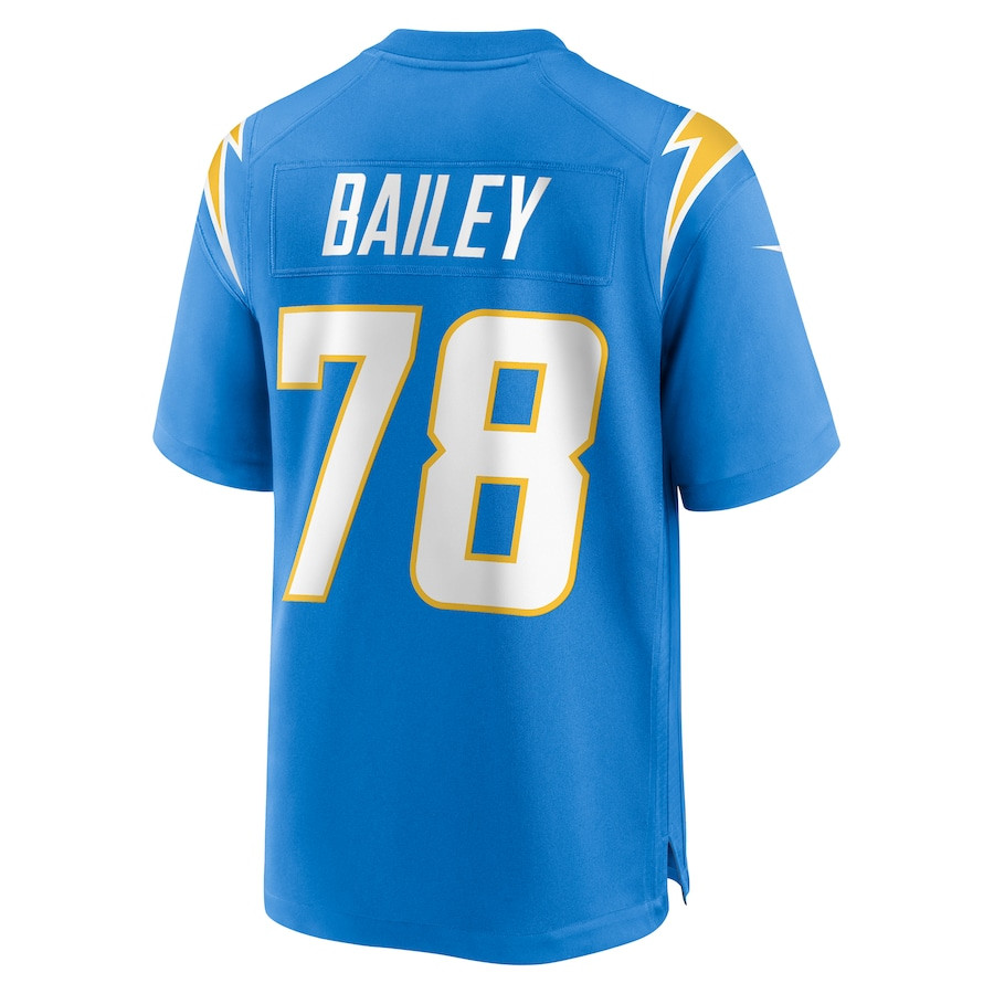 Zack Bailey 78 Los Angeles Chargers Team Game Powder Blue NFL Jersey Men's