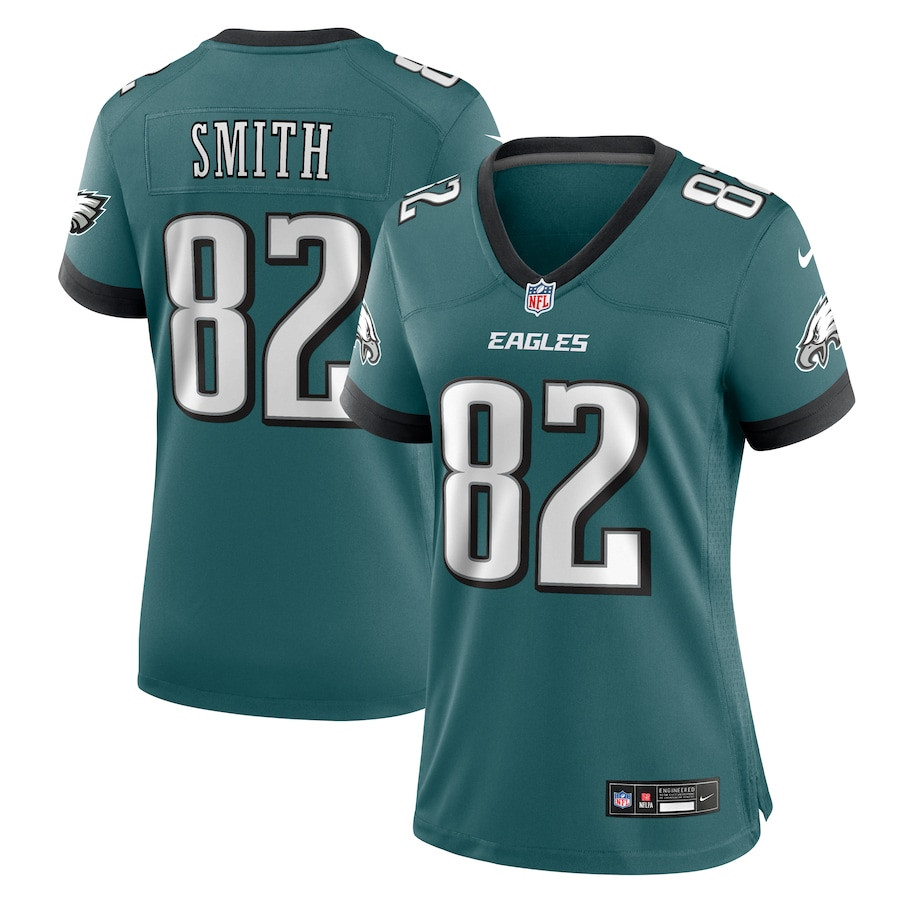 Ainias Smith 82 Philadelphia Eagles Team Game Midnight Green NFL Jersey Women's