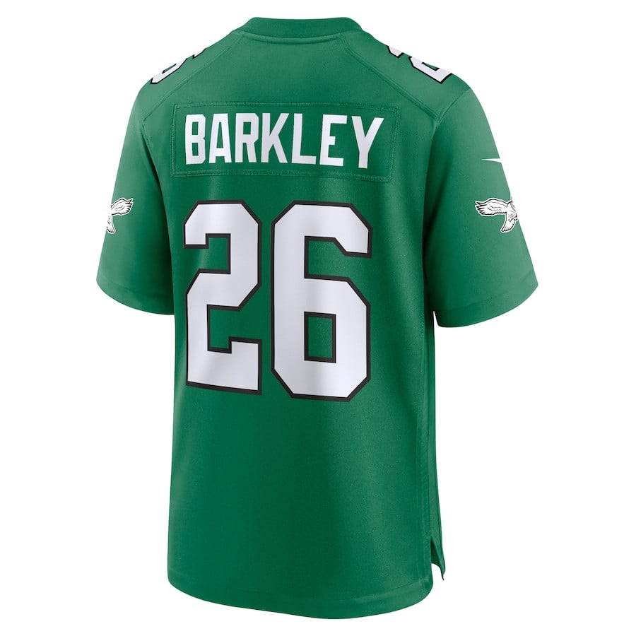 Saquon Barkley 26 Philadelphia Eagles Super Bowl LIX 2nd Alternate Game Kelly Green NFL Jersey Men's