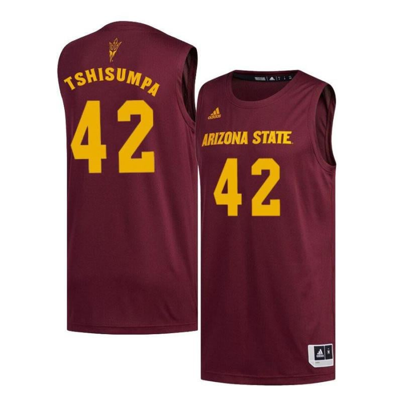 42 Jethro Tshisumpa Maroon Arizona State Sun Devils NCAA Jersey Men's