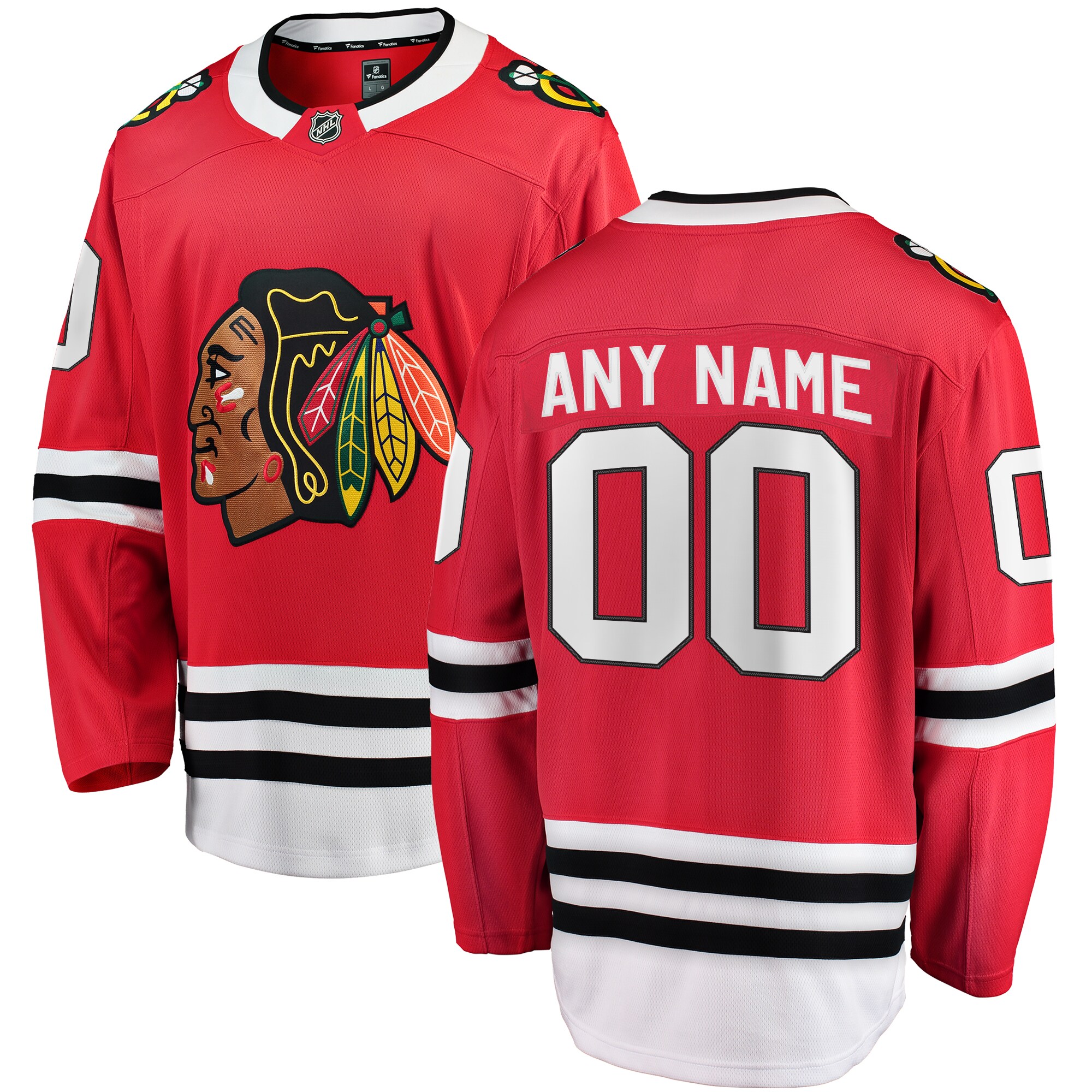 Chicago Blackhawks Red Home Breakaway Custom NHL Jersey Men's