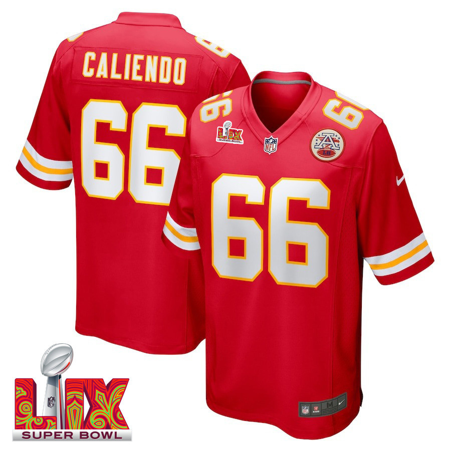 Mike Caliendo #66 Kansas City Chiefs Super Bowl LIX Red NFL Jersey Men's