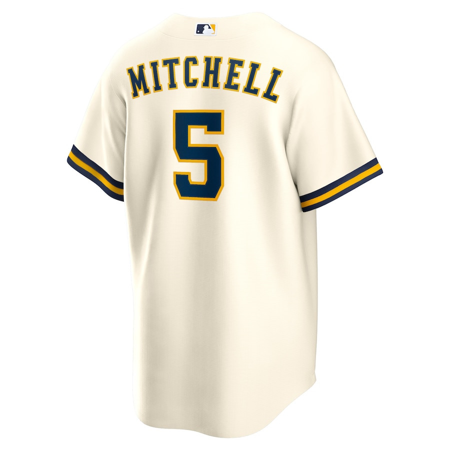 Garrett Mitchell 5 Milwaukee Brewers Cream MLB Jersey Men's
