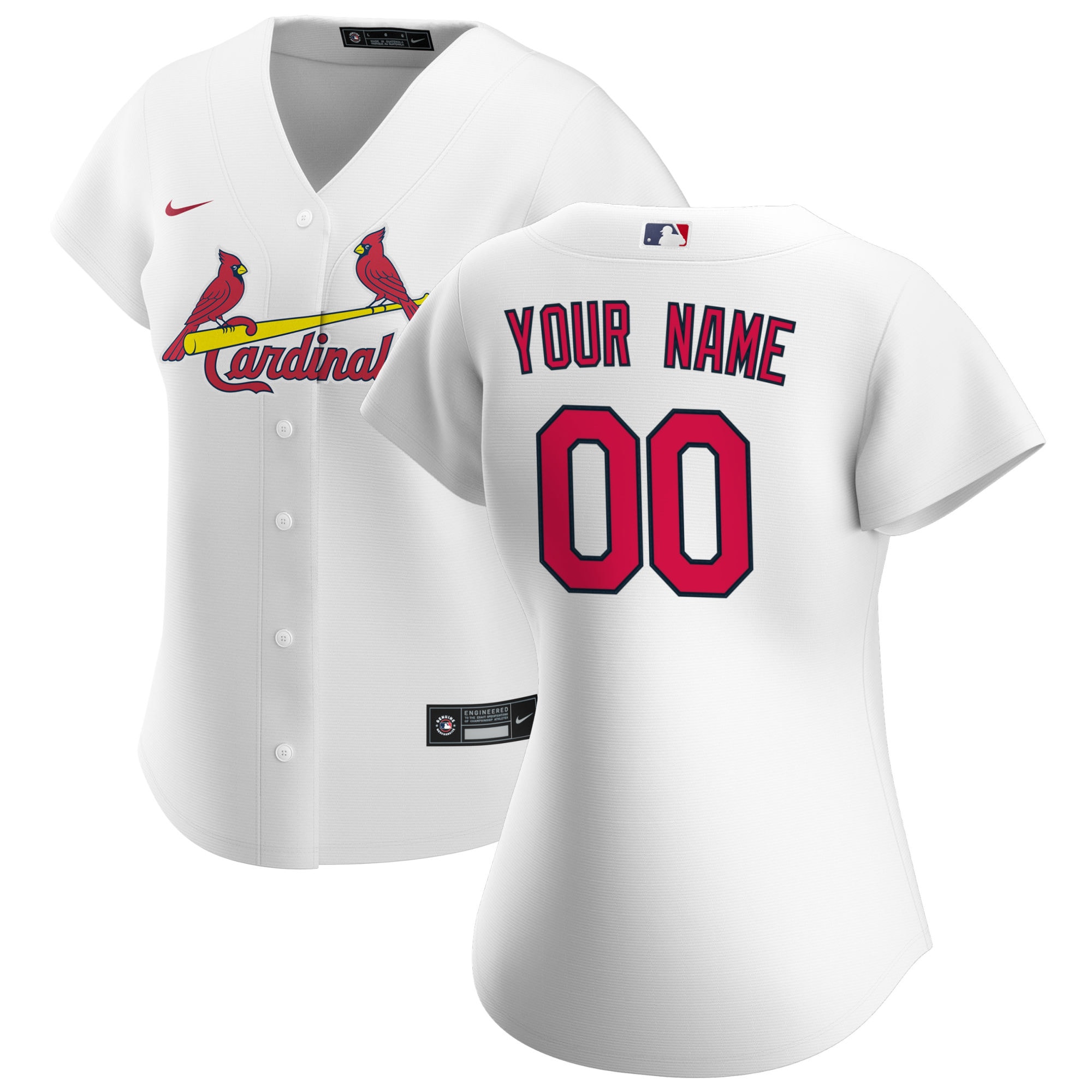 St. Louis Cardinals White Home Custom MLB Jersey Women's