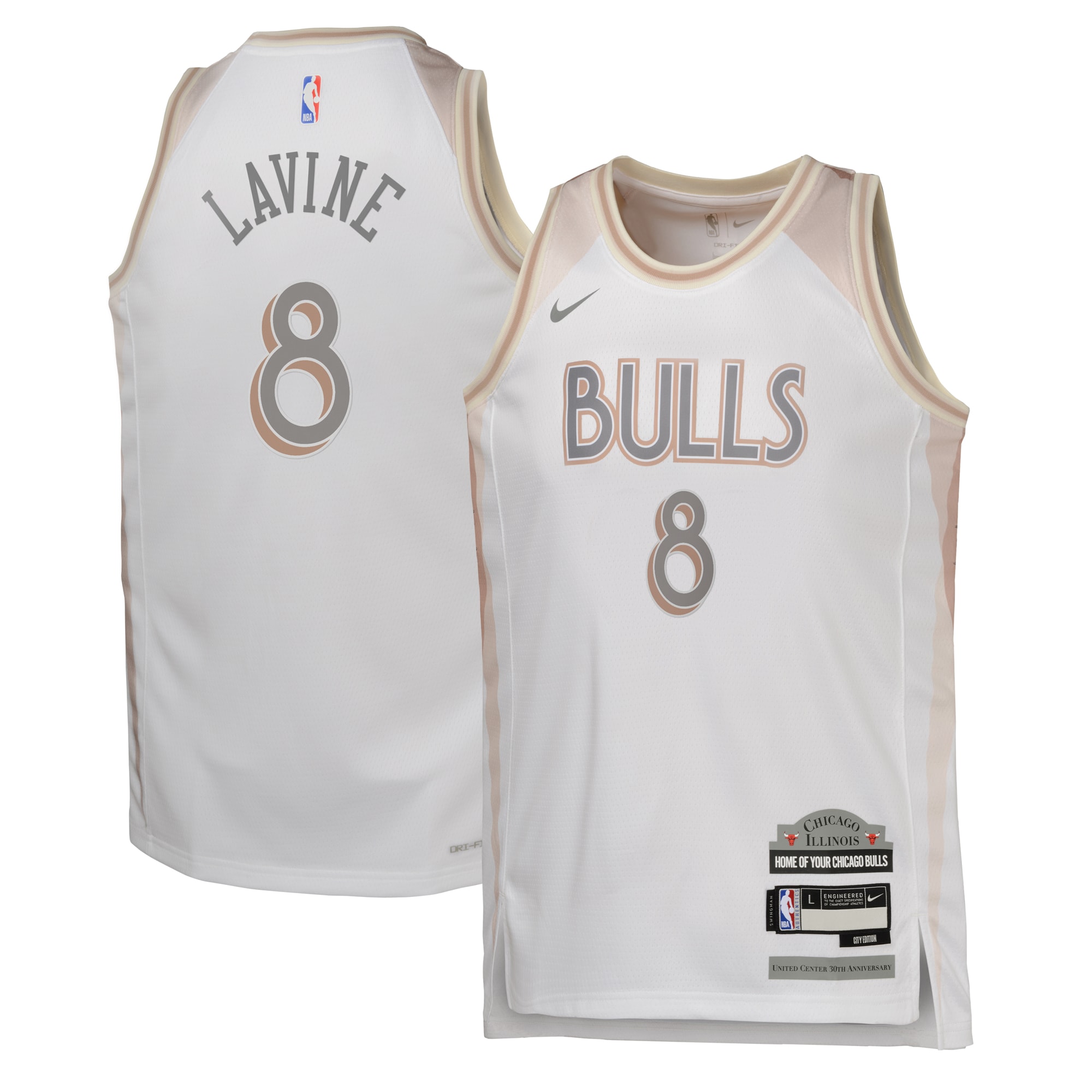 Camiseta City Edition Swingman de los Chicago Bulls 2024 Blanca Zach Lavine Juvenil NBA Jersey Men's