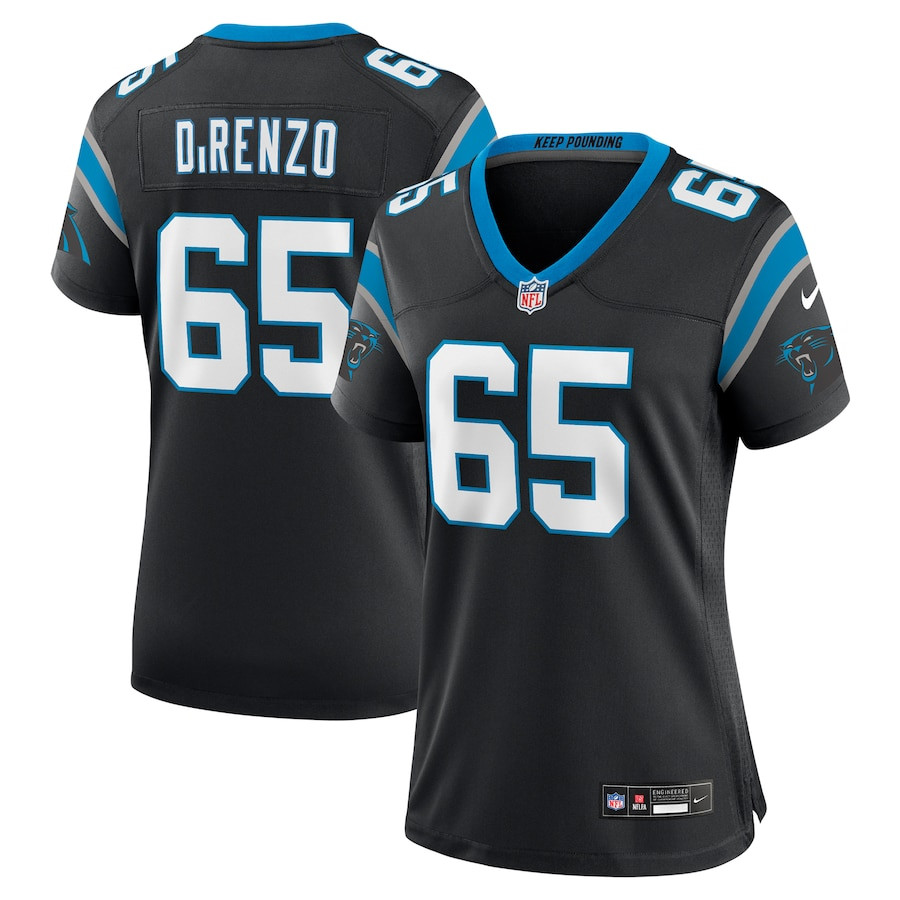 J.D. DiRenzo 65 Carolina Panthers Team Game Black NFL Jersey Women's