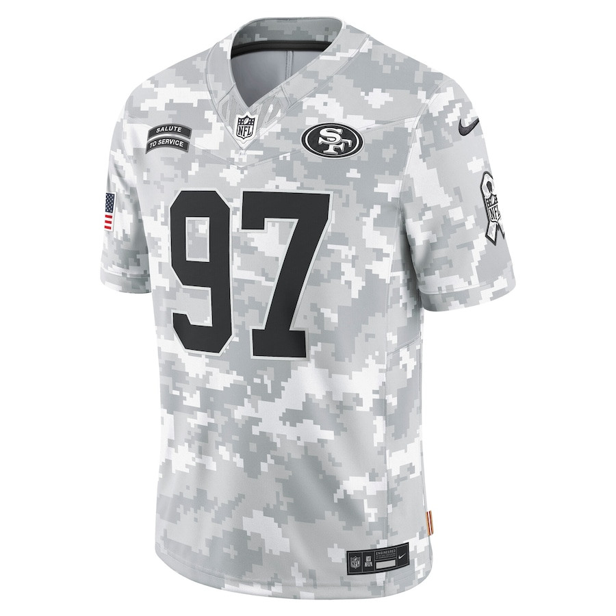 Nick Bosa 97 San Francisco 49ers 2024 Salute to Service Limited Arctic Camo NFL Jersey Men's