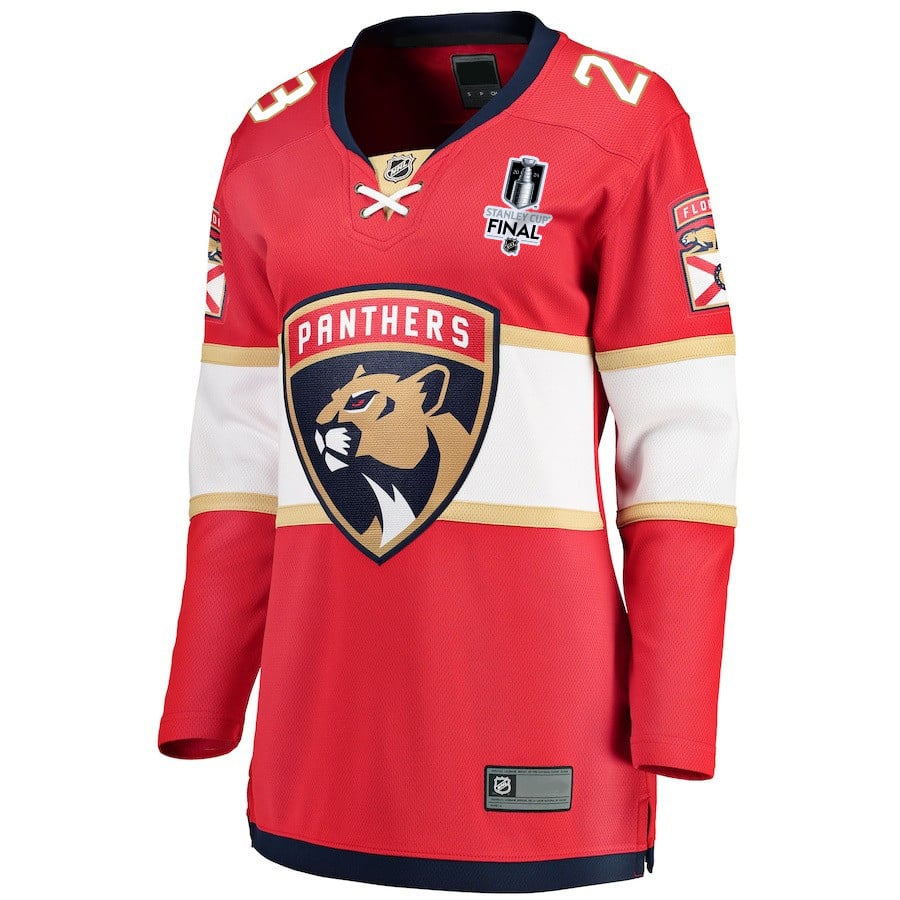 Carter Verhaeghe 23 Florida Panthers 2024 STANLEY CUP Final Home Breakaway Red NHL Jersey Women's