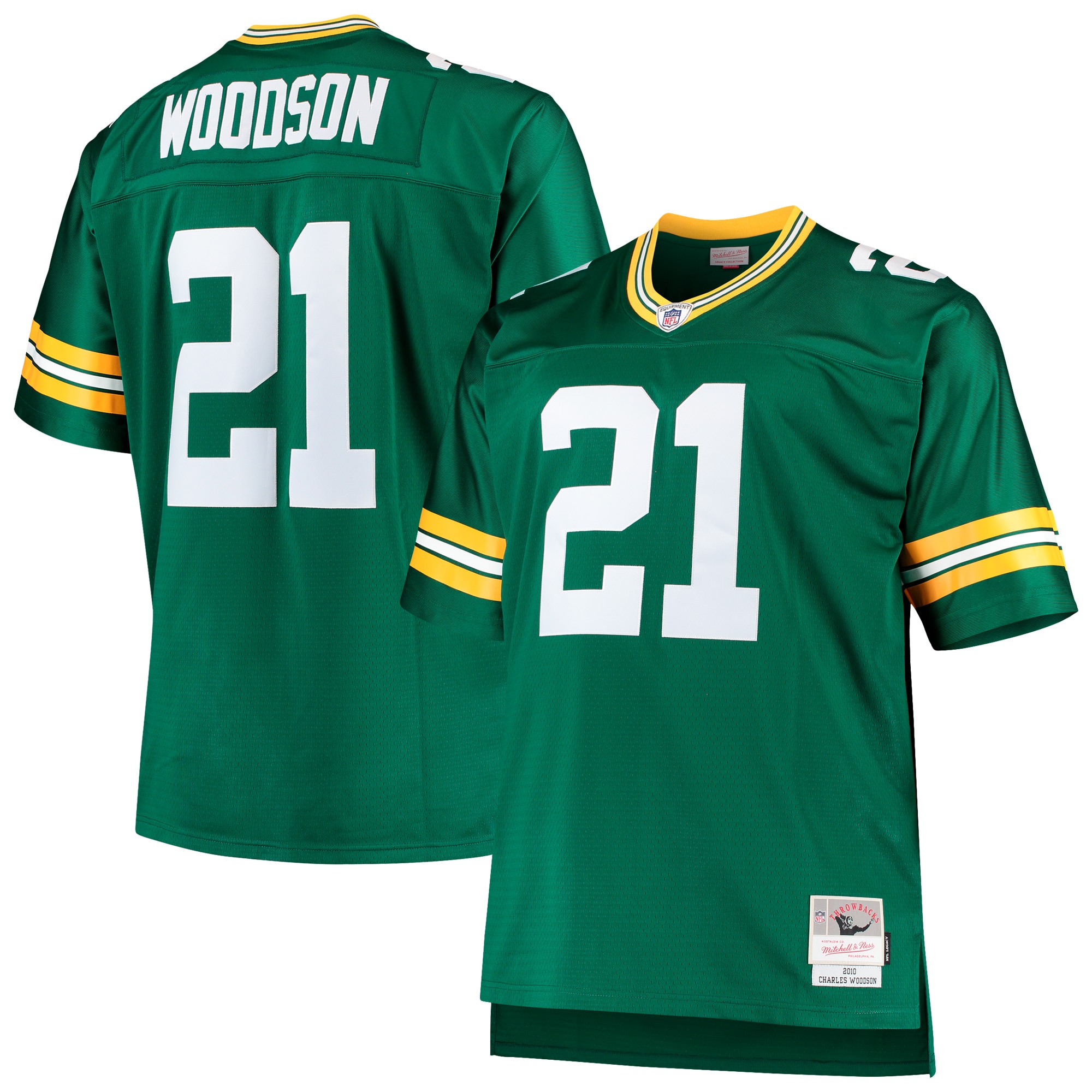 Green Bay Packers Charles Woodson Mitchell Ness Green Big Tall 2010 Retired Player NFL Jersey Men's