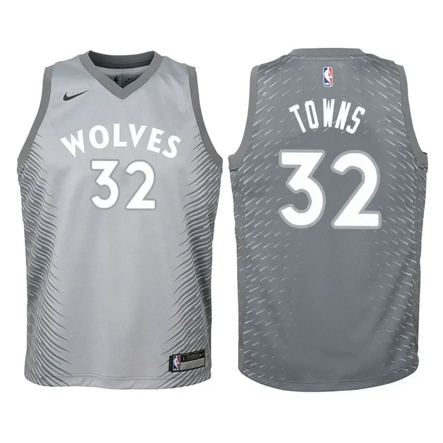 Minnesota Timberwolves Karl-anthony Towns 32 City Edition Gray NBA Jersey Youth