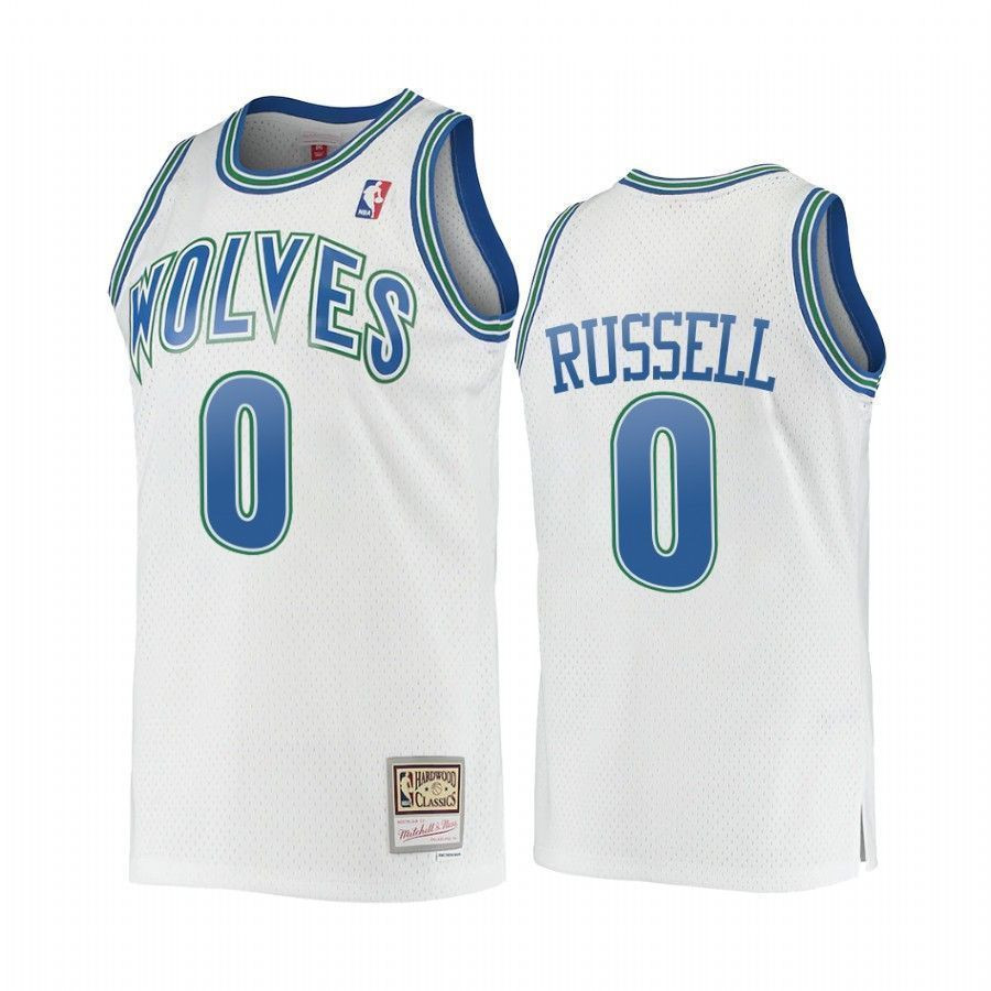 D'angelo Russell 0 Minnesota Timberwolves Hardwood Classics White NBA Jersey Men's