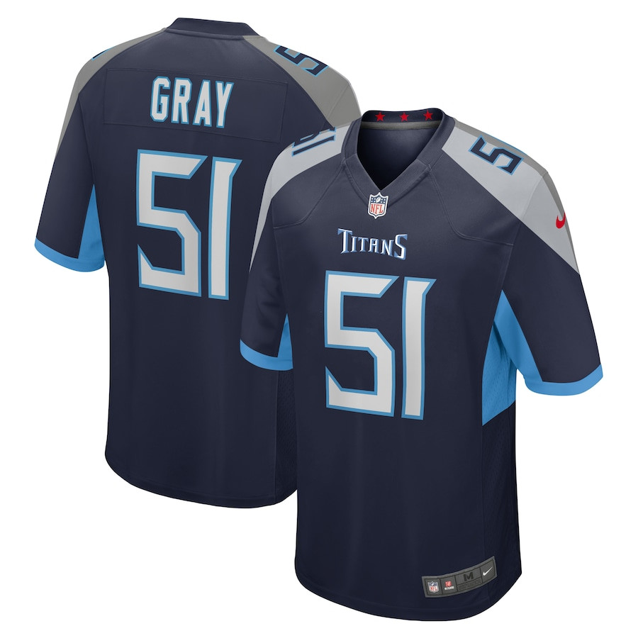Cedric Gray 51 Tennessee Titans Game Navy NFL Jersey Men's