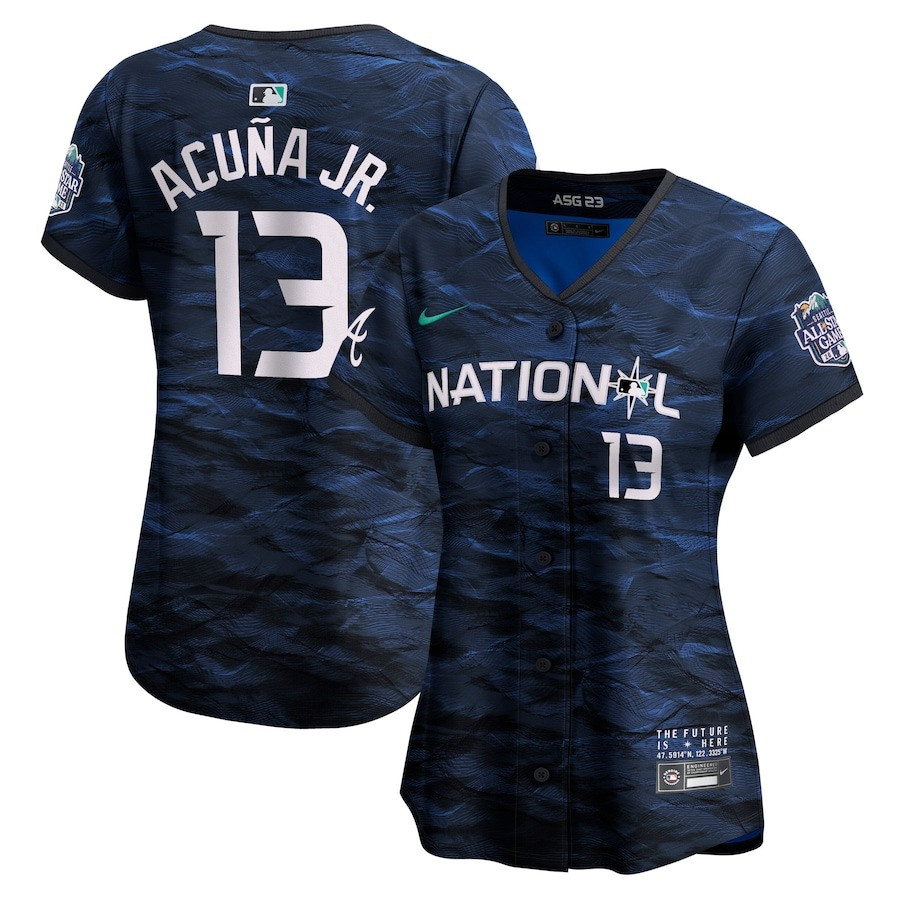 Ronald Acu?a Jr. 13 National League 2023 All Star Game Limited Royal MLB Jersey Women's