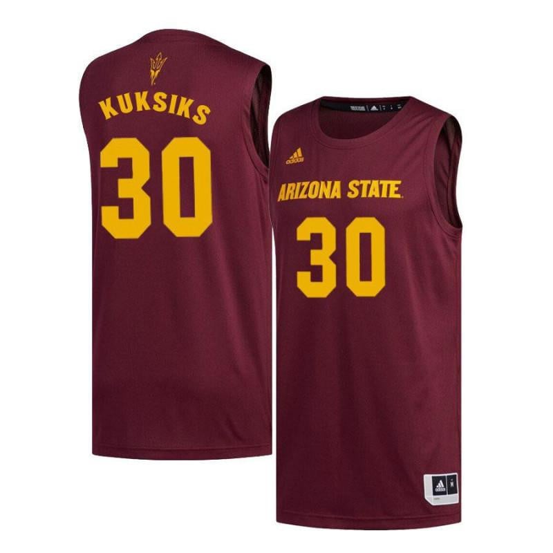 30 Rihards Kuksiks Maroon Arizona State Sun Devils NCAA Jersey Men's